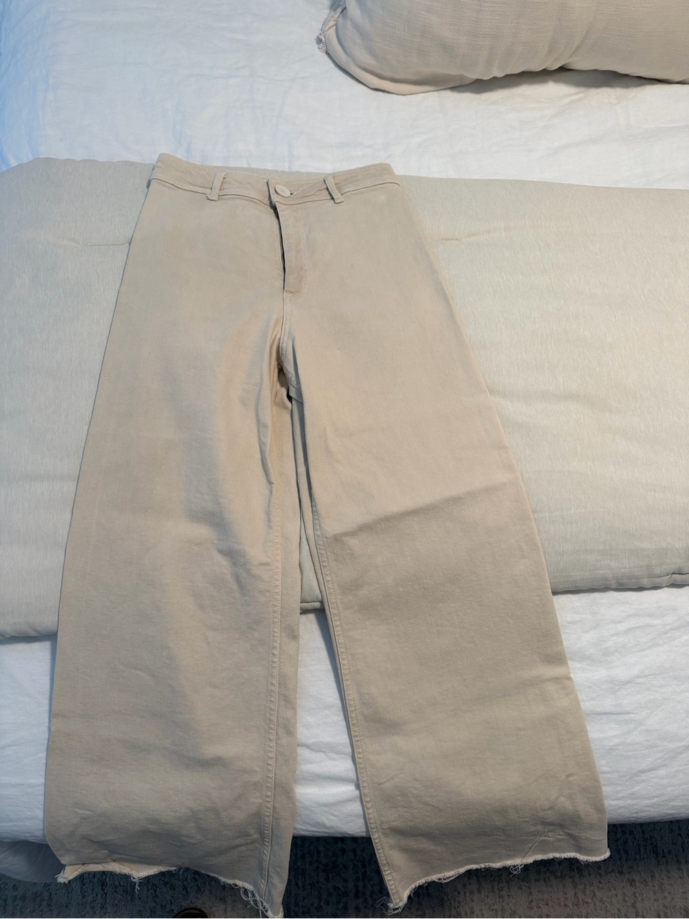 Zara Marine Wide Leg Pants in Light Beige